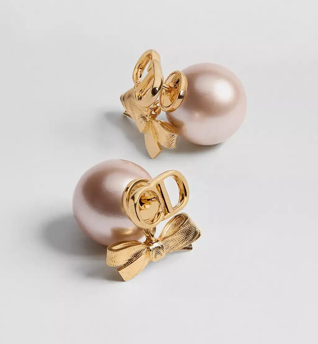 Dior Tribales Earrings Gold-Finish Metal and Iridescent Pink Resin Pearls - photo 4
