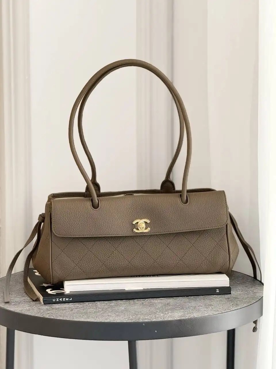 CHANEL Chanel Baguette East West Tote Bag Small Etoupe / Khaki / Olive GHW