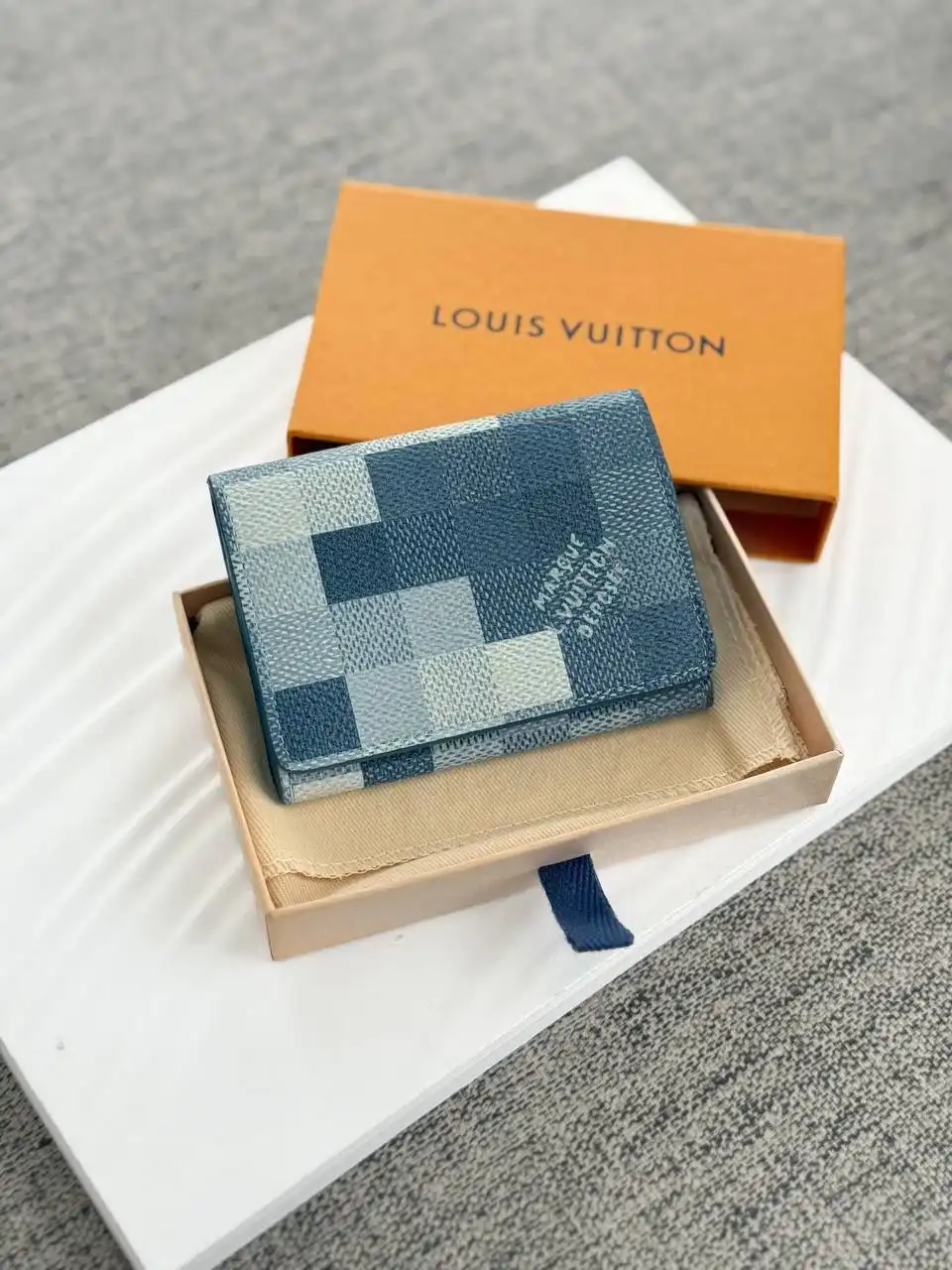Louis Vuitton LV Enveloppe Carte De Visite Wallet Damoflage Indigo