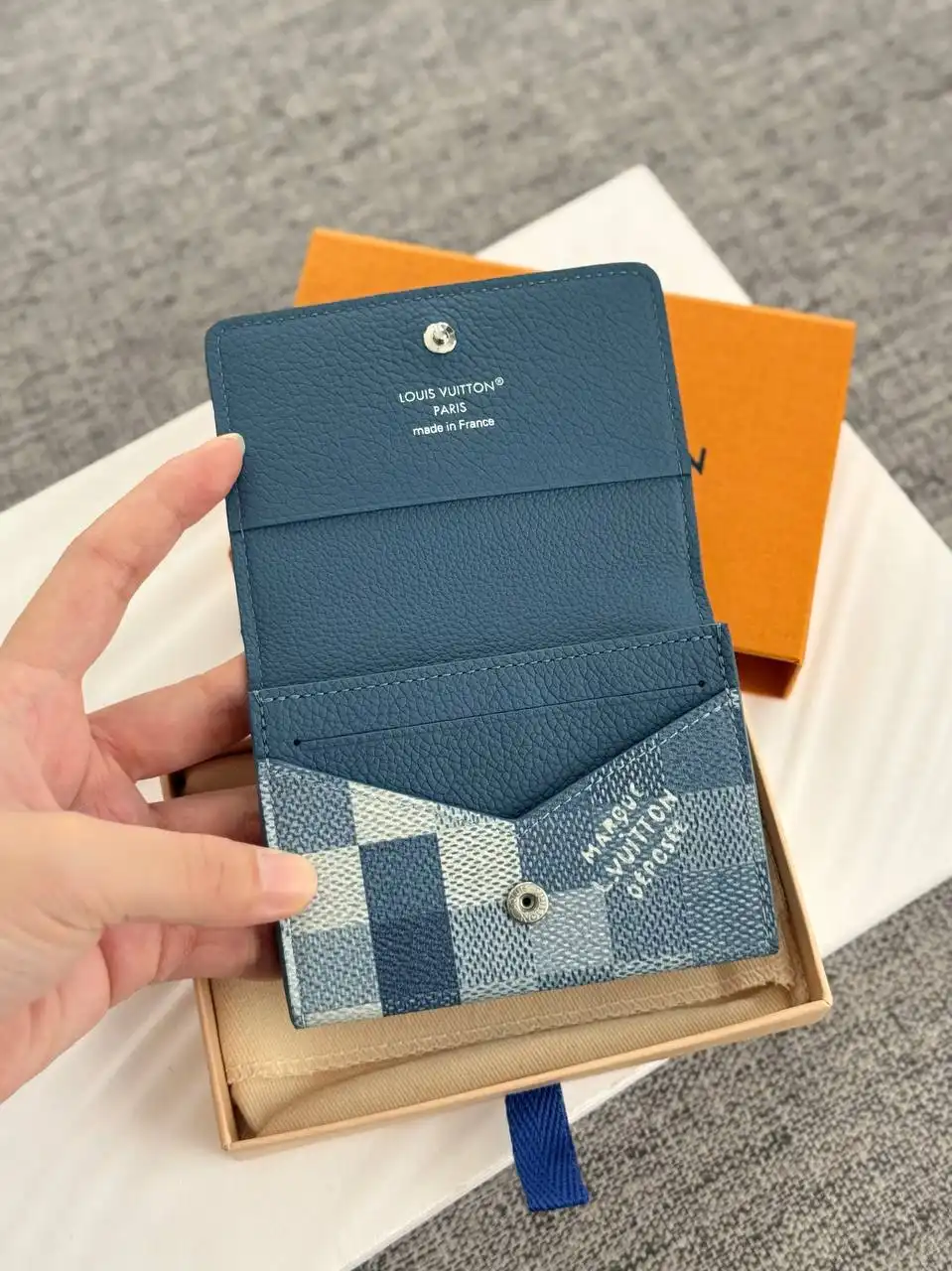Louis Vuitton LV Enveloppe Carte De Visite Wallet Damoflage Indigo