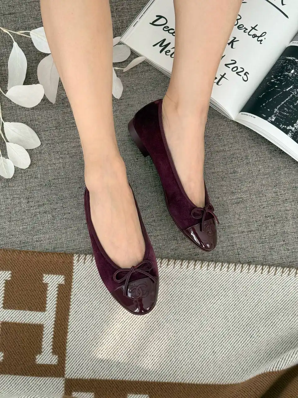 Chanel Ballerine Burgundy Velvet - photo 2