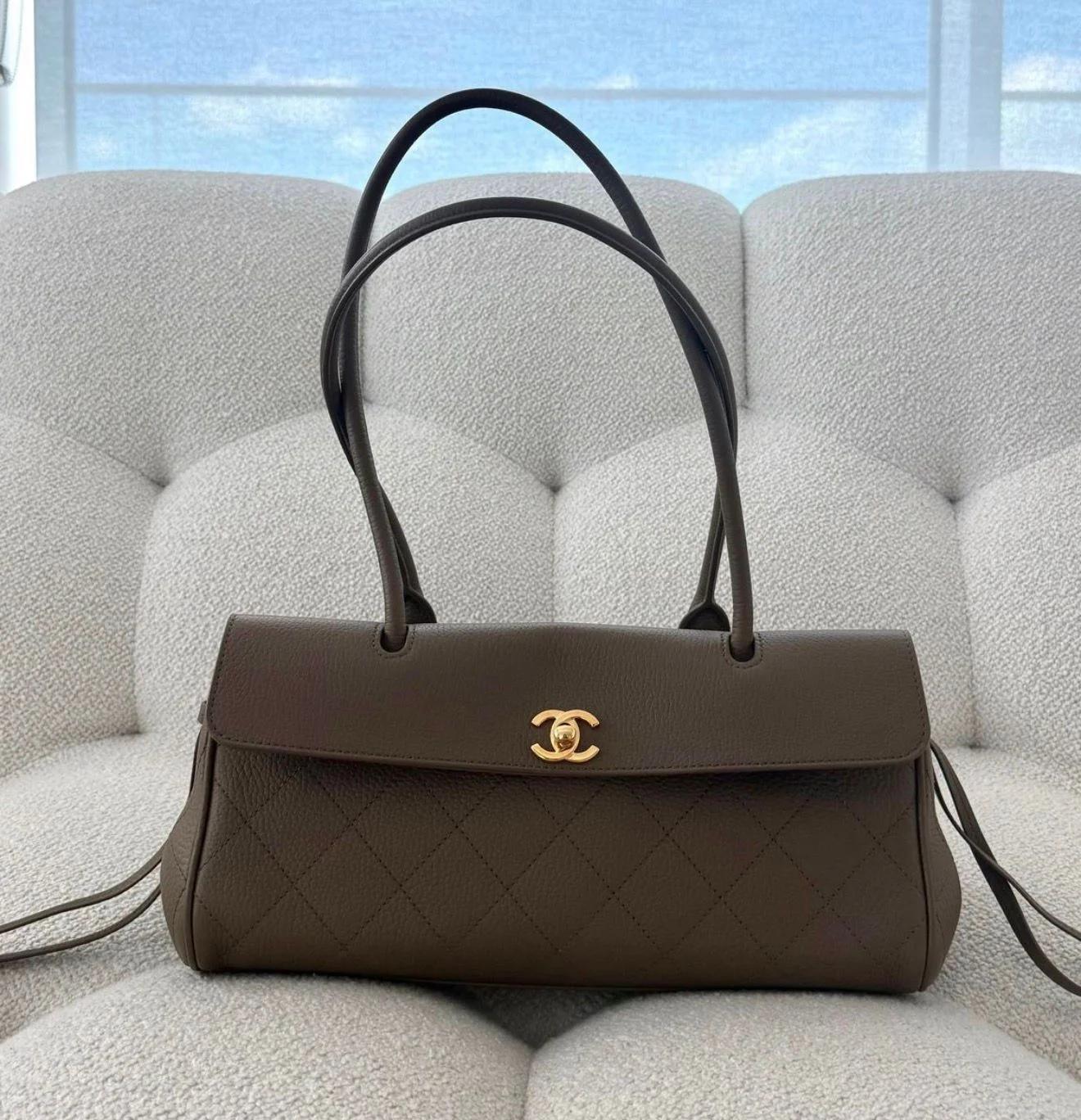CHANEL Chanel Baguette East West Tote Bag Small Etoupe / Khaki / Olive GHW