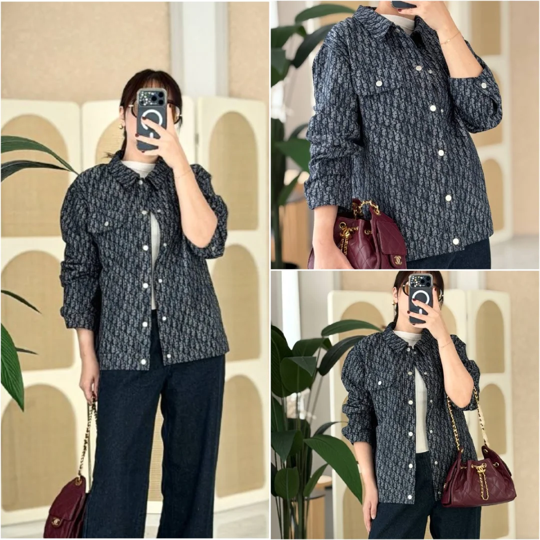 DIOR DIOR Blue Dior Oblique Cotton Gabardine Jacquard with Distressed Effect