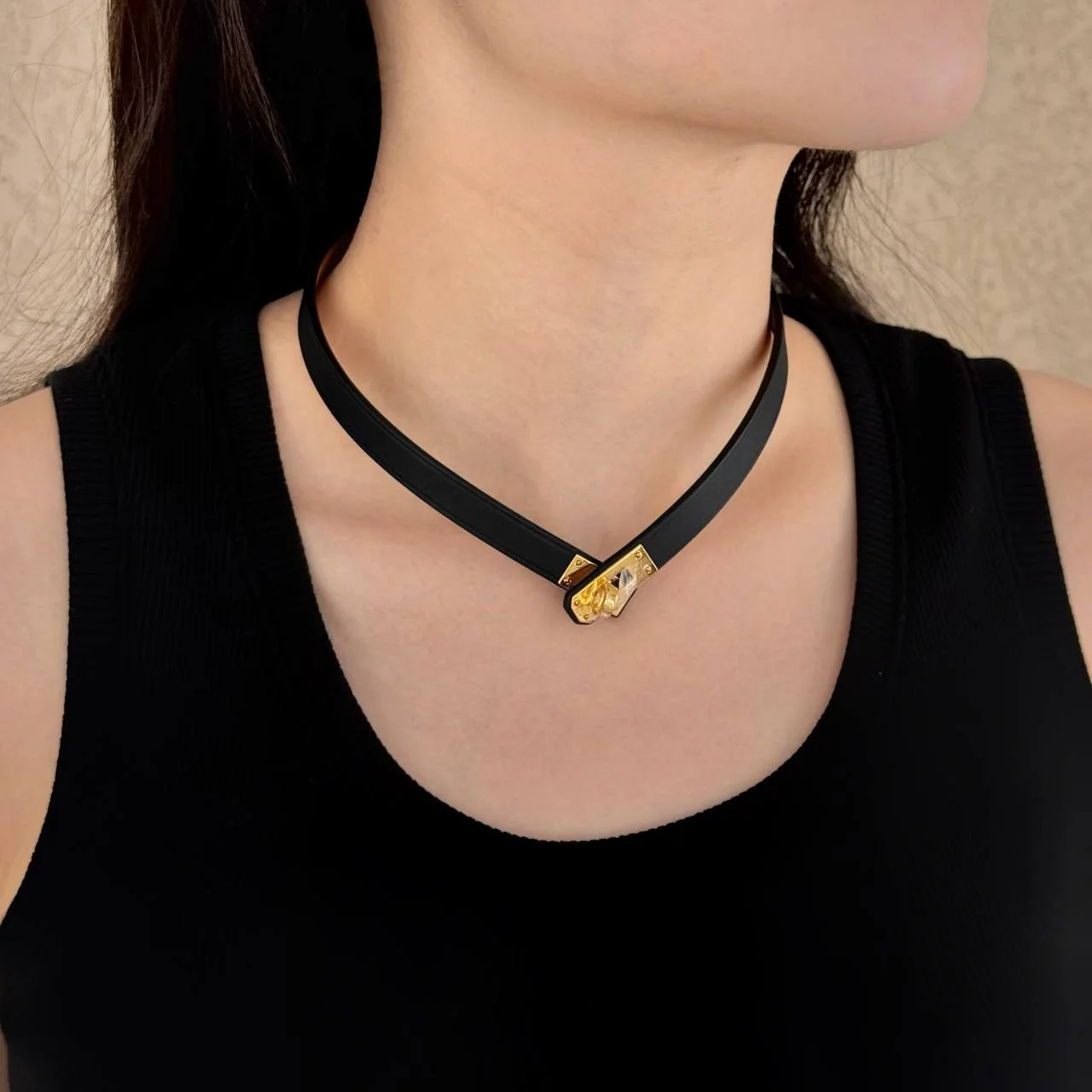Hermes Hermes Mini Kelly Choker Black GHW