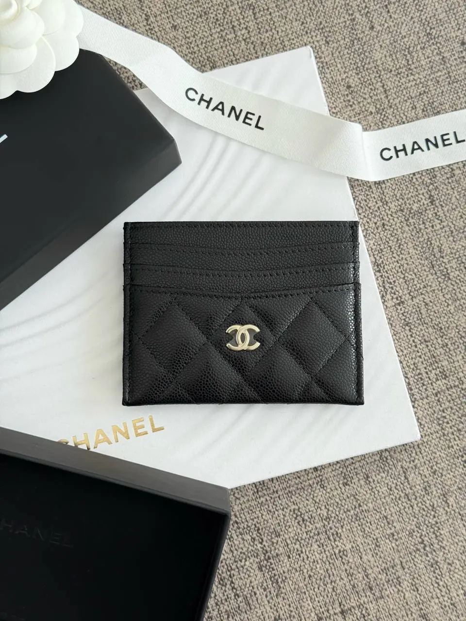CHANEL Chanel Card Holder Wallet Black 3 Card