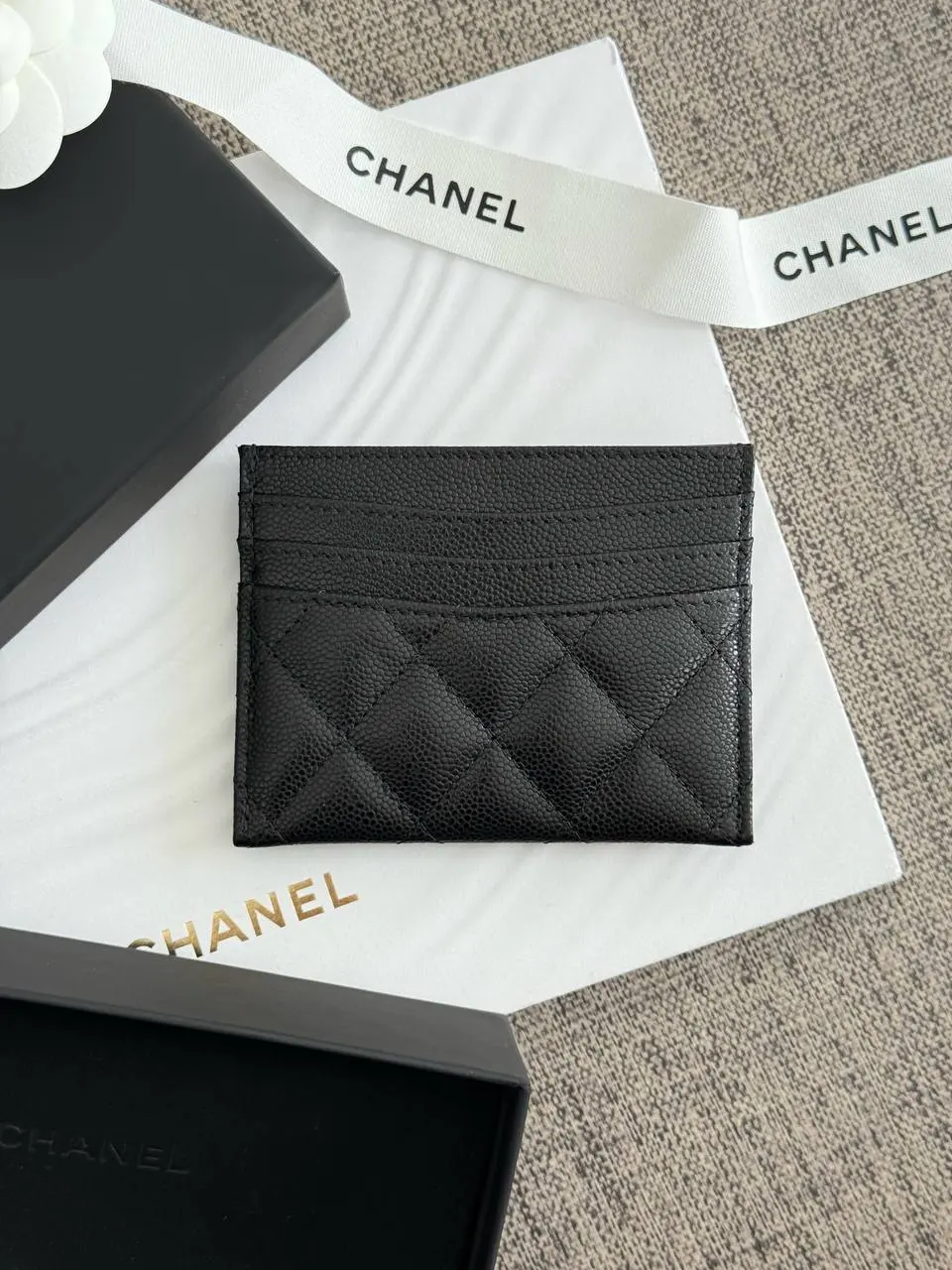 CHANEL Chanel Card Holder Wallet Black 3 Card
