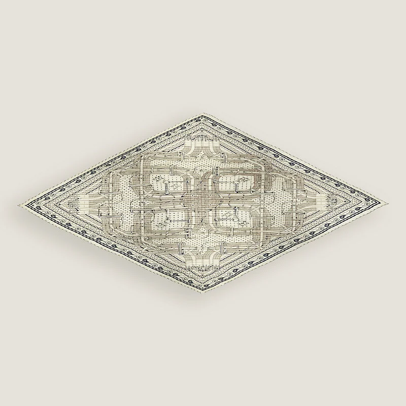 Hermes Scarf Mors a Jouets Bandana Pleated Shawl 140 Blanc / Bleu Marine / Ebene - photo 3