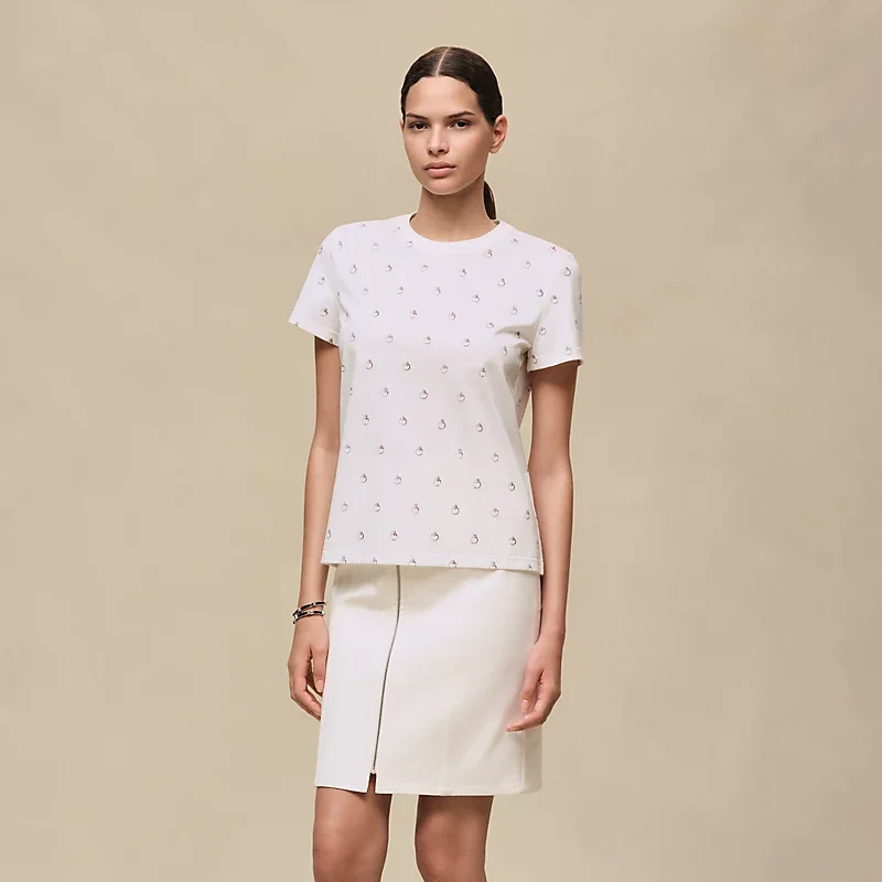 Hermes Hermes Straight printed T-shirt Anneau Finesse Blanc