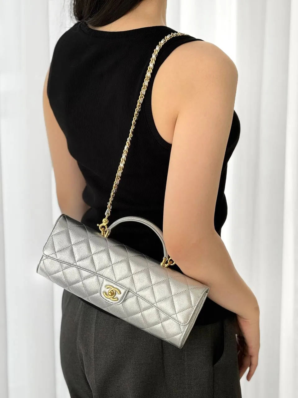 Chanel Clutch With Chain Caviar Silver GHW - photo 4