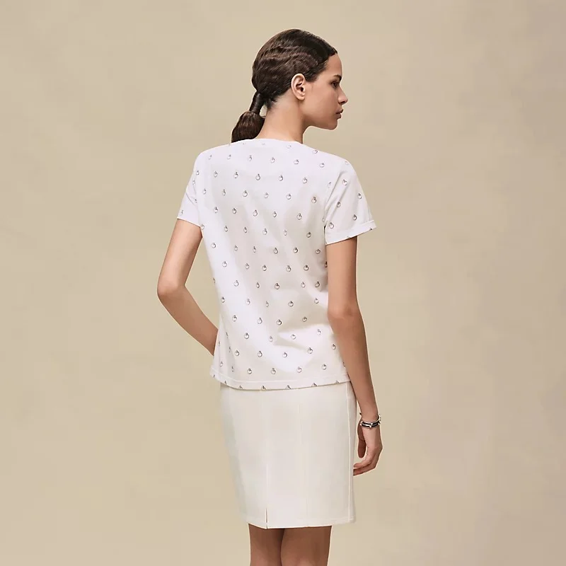 Hermes Straight printed T-shirt Anneau Finesse Blanc - photo 3