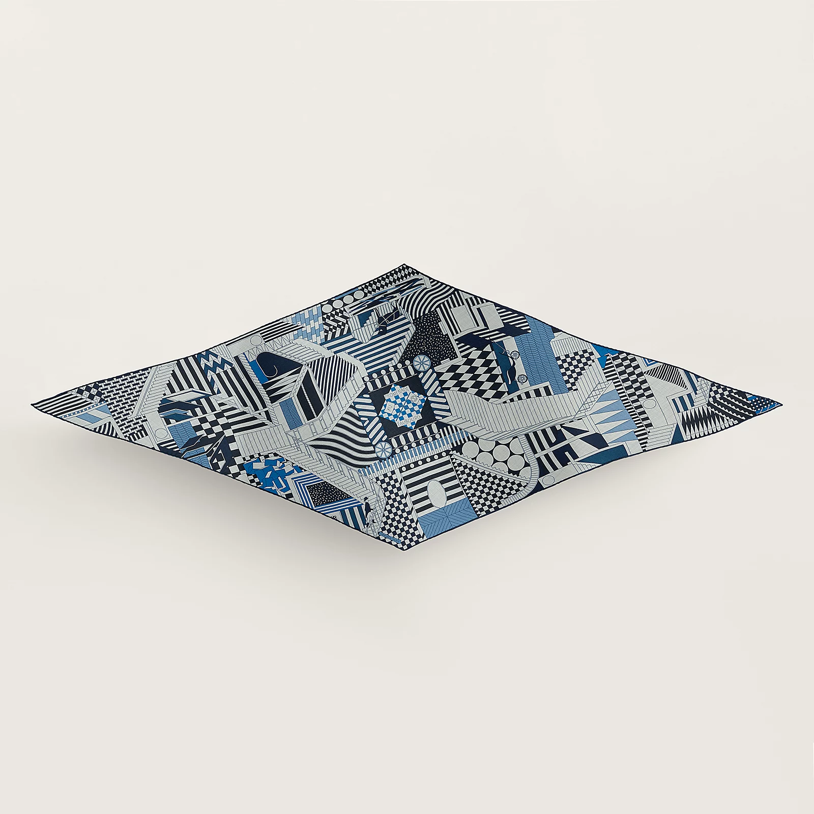 Hermes Scarf promenade Au Faubourg Gris Chiné Clair / Bleu Moyen / Marine - photo 4