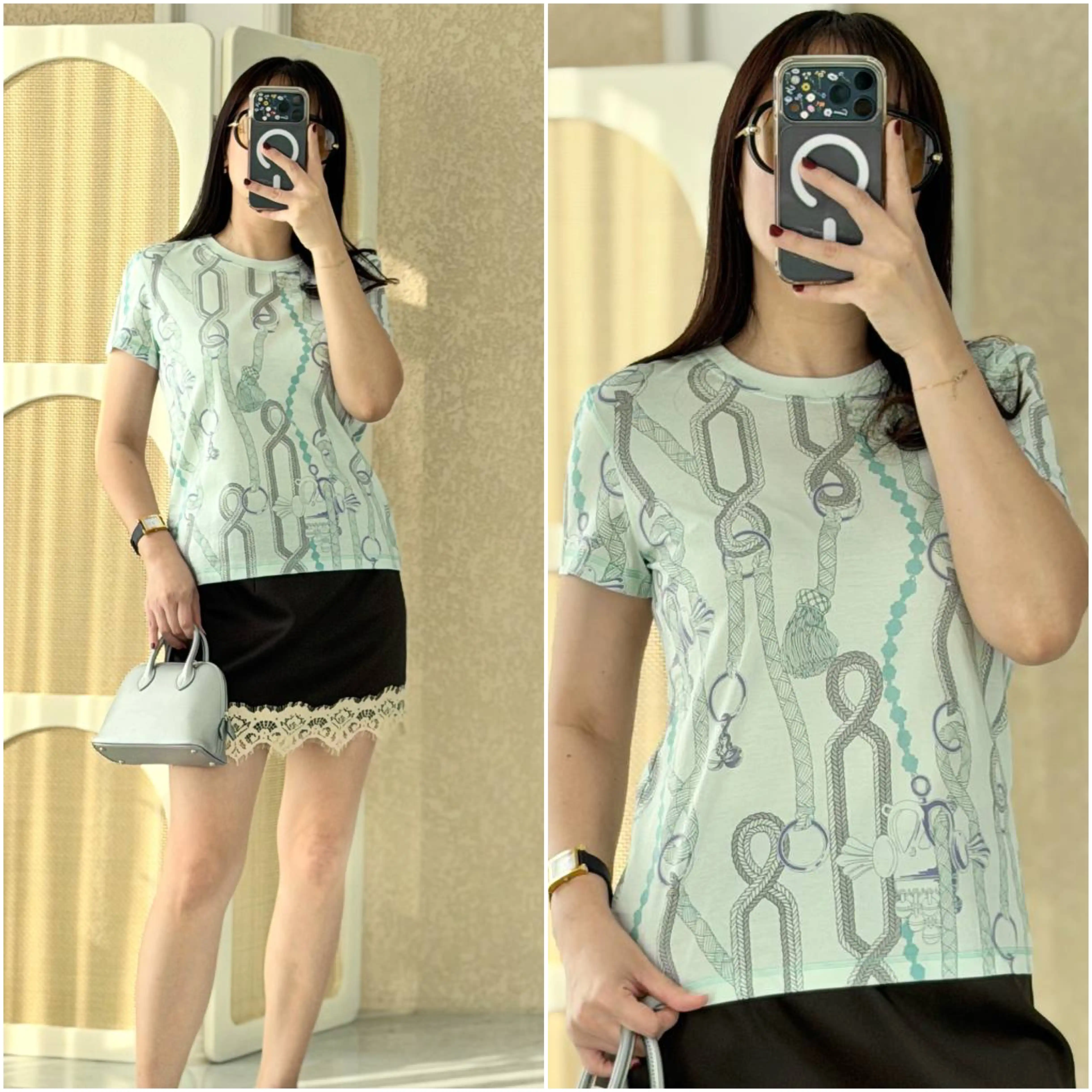 Hermes Hermes Palefroi Remix Straight Tshirt Vert Embrun