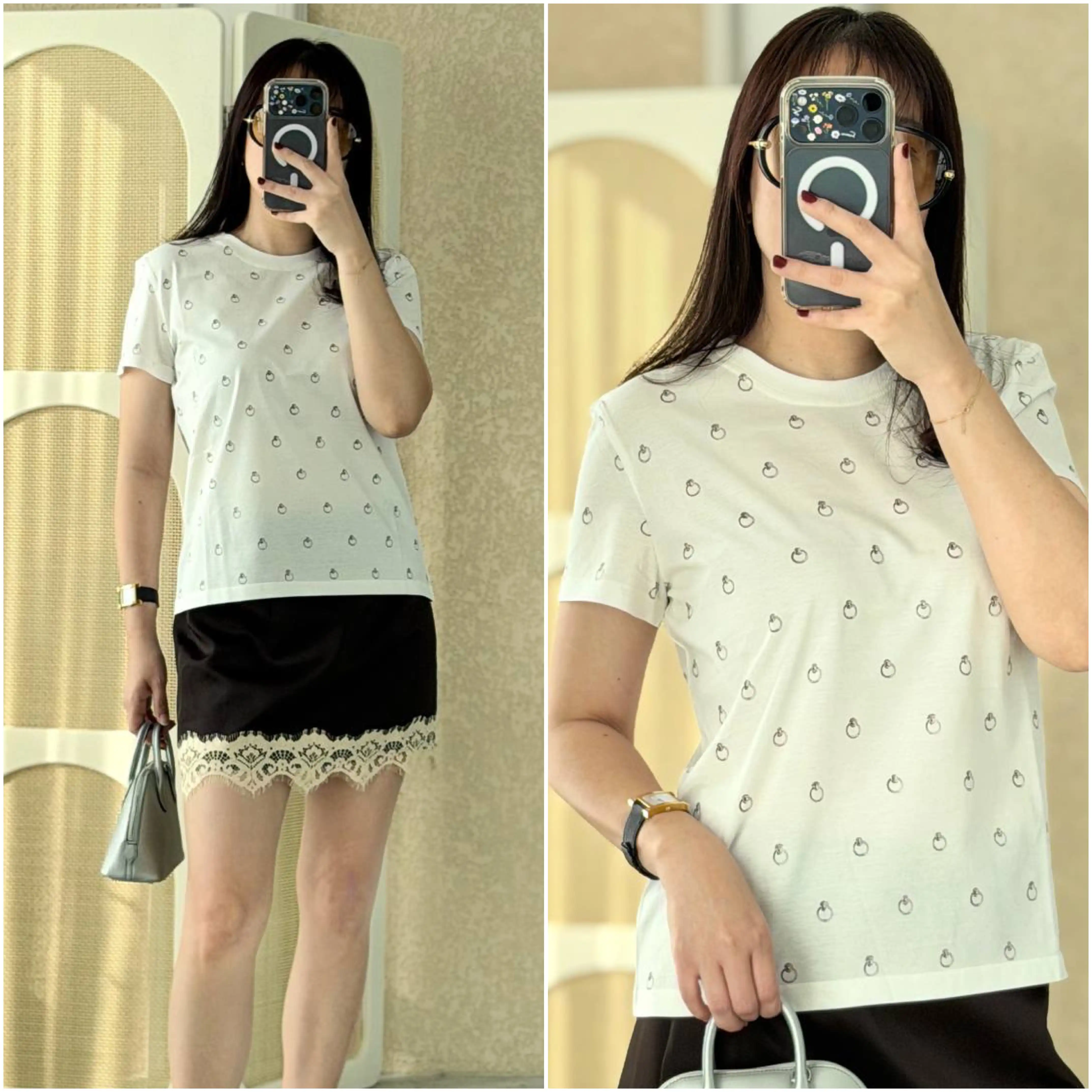 Hermes Hermes Straight printed T-shirt Anneau Finesse Blanc