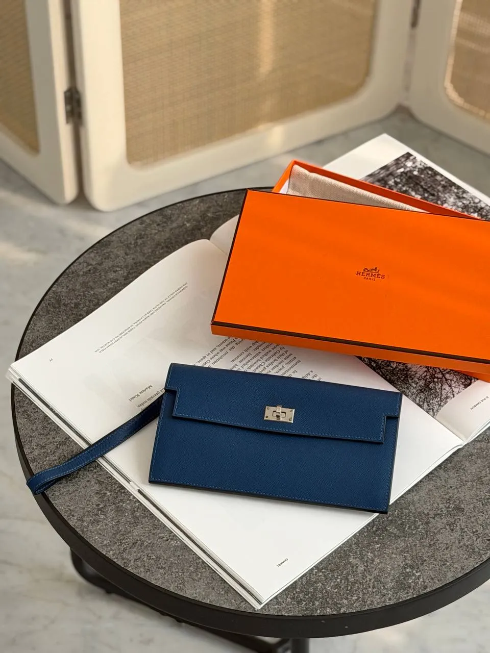 Hermes Hermes Kelly Long Pocket Deep Blue Madame PHW
