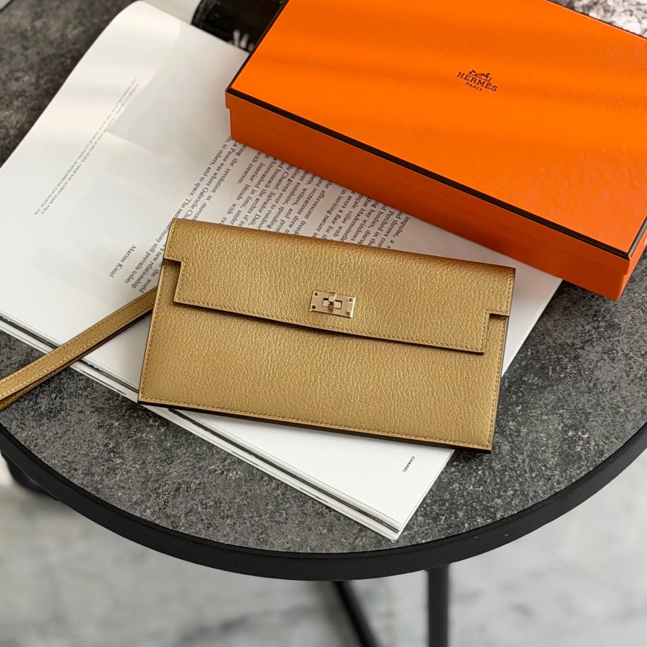 Hermes Hermes Kelly Pocket Long Wallet Chevre Dore