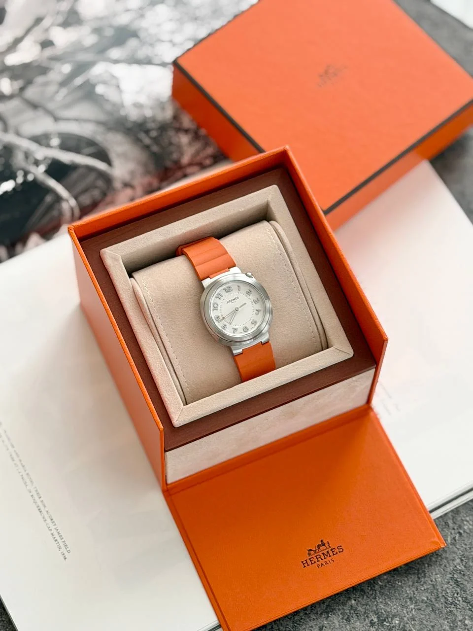 Hermes Hermes Cut Watch 36 mm Orange Strap