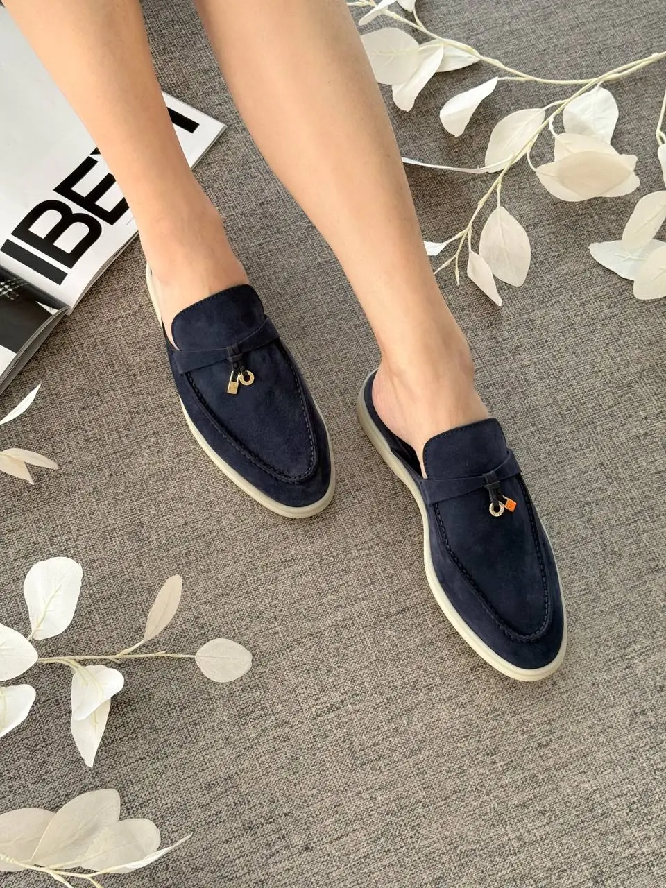 Loro Piana Babouche Charms Walk Suede Argo Blue - photo 2