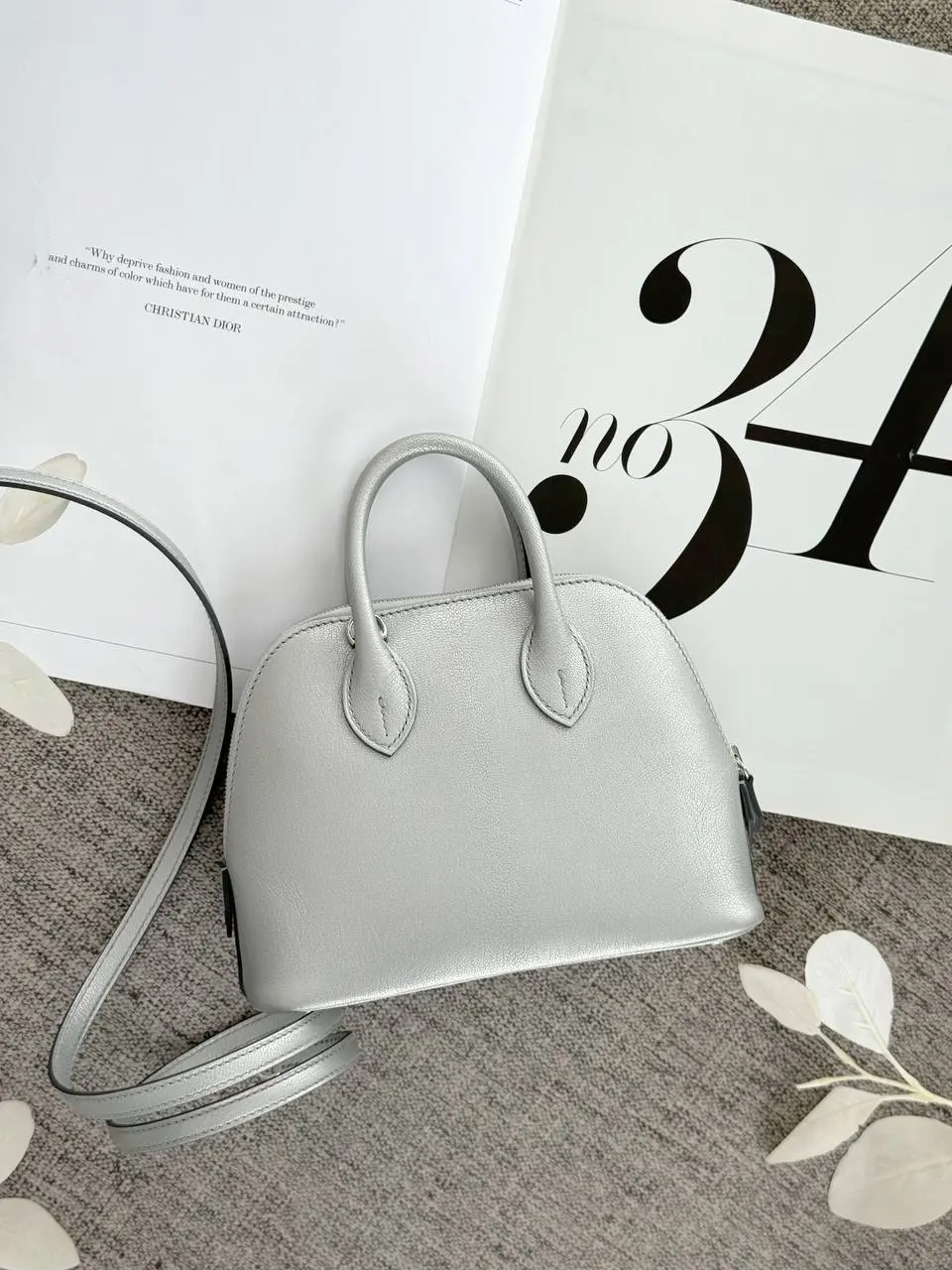 Hermes Hermes Mini Bolide Chamkilight Goatskin Argent PHW