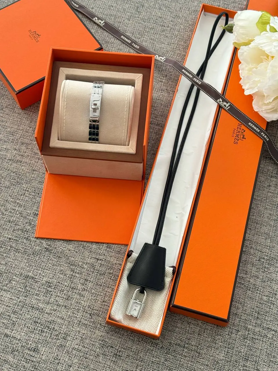 Hermes Hermes Kelly Watch Mini Model 16mm with Black Barenia Lanyard