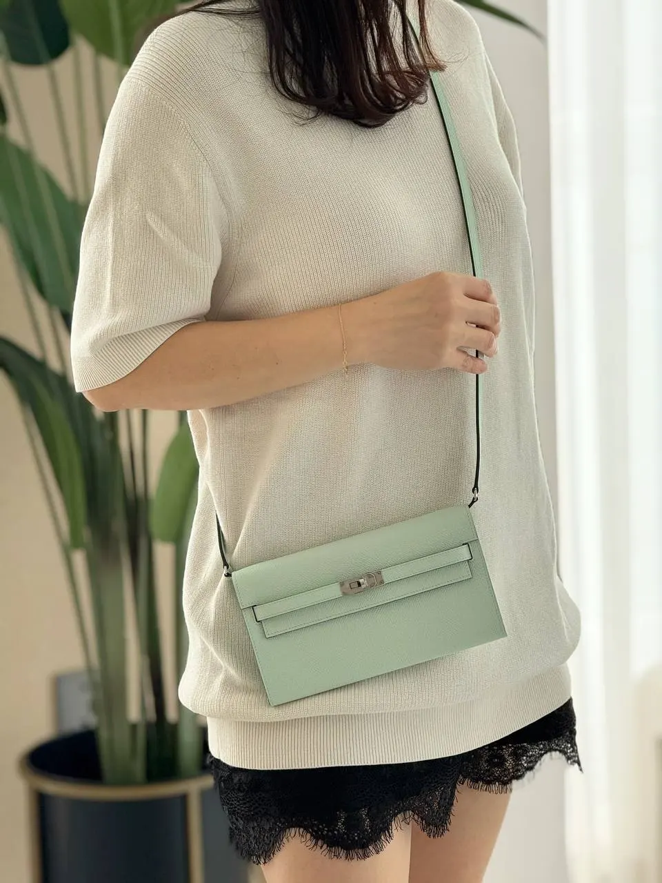 Hermes Hermes Kelly To Go Wallet Vert Peppermint PHW