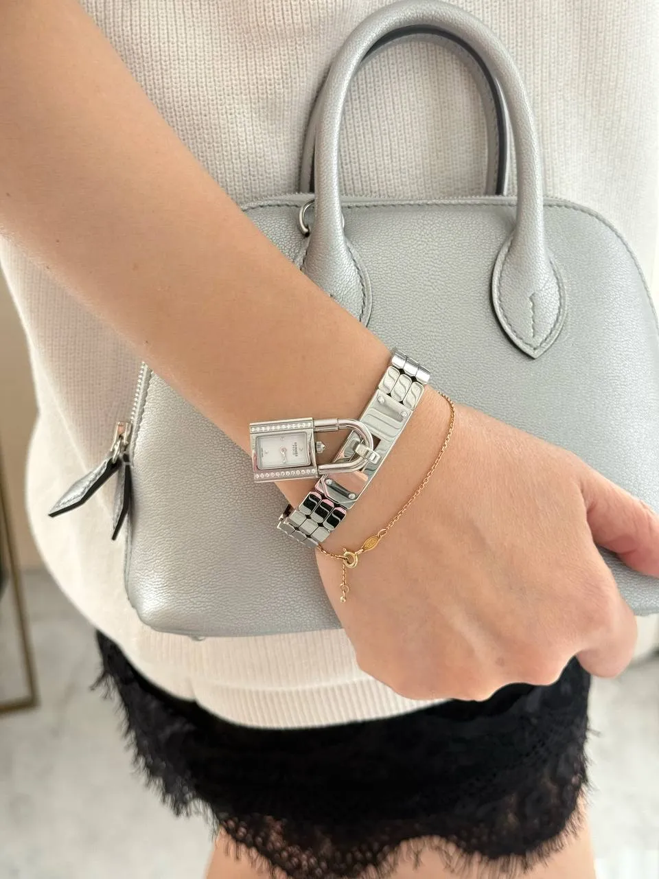 Hermes Kelly Watch Mini Model 16mm with Black Barenia Lanyard - photo 3