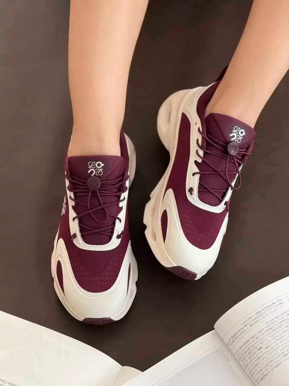 Loewe X On Cloudsolo Sneaker Woman Burgudy / Eggshell - photo 4