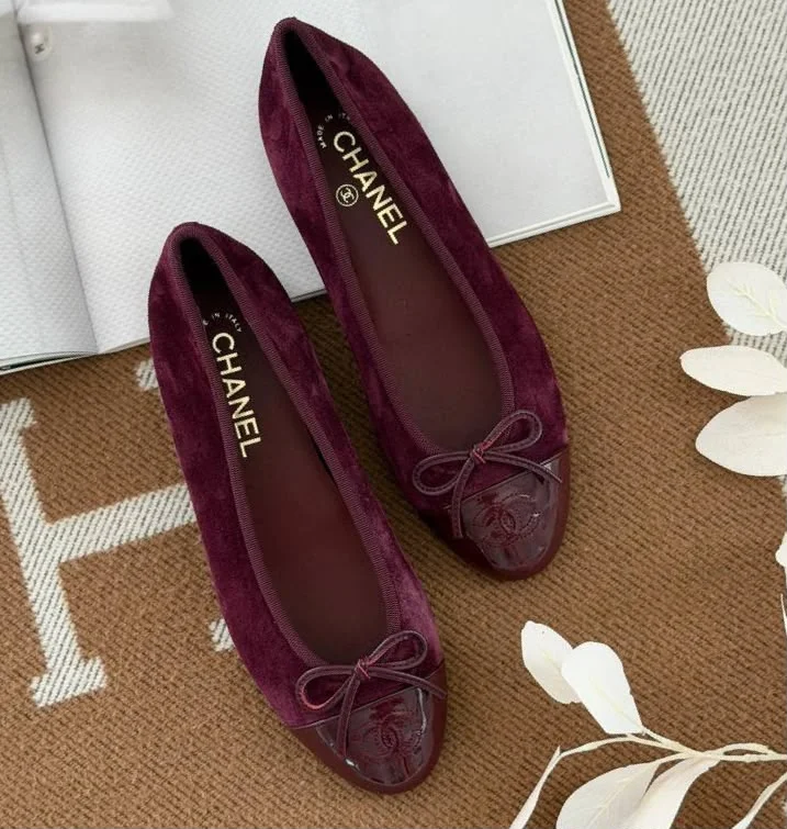 CHANEL Chanel Ballerine Burgundy Velvet