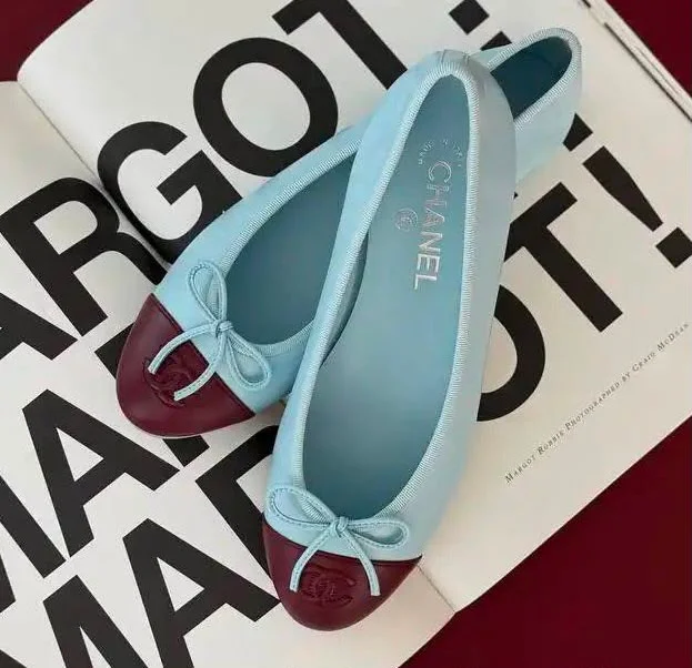 Chanel Ballerine Leather Blue Maroon - photo 2