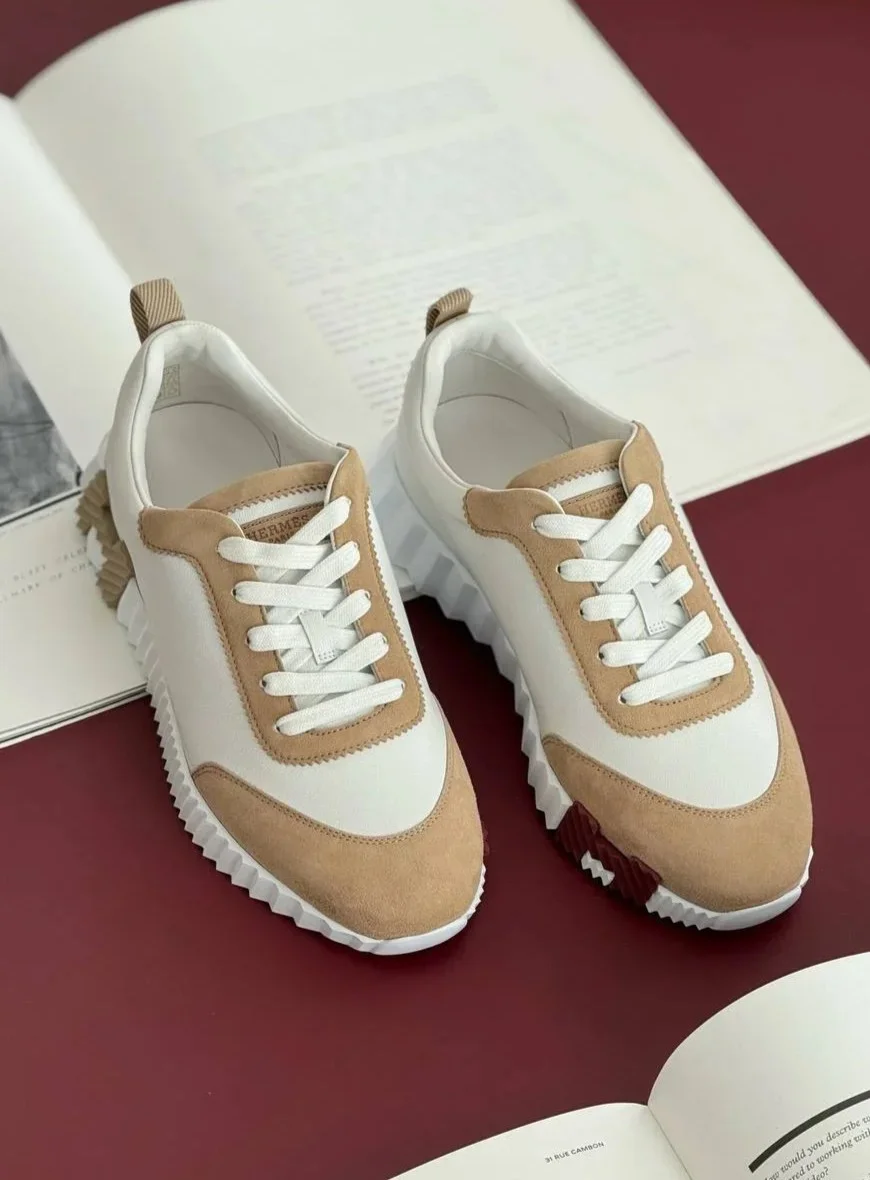 Hermes Hermes Bouncing Sneaker Blanc / Beige Camel