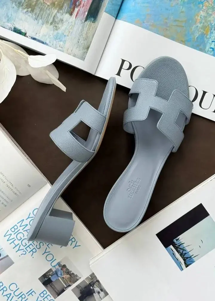 Hermes Hermes Oasis Sandal Epsom Bleu Galet