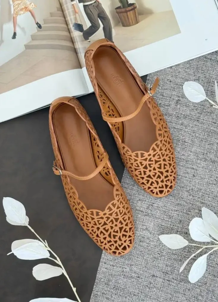 Hermes Hermes Meli Ballet Flat Leather Naturel