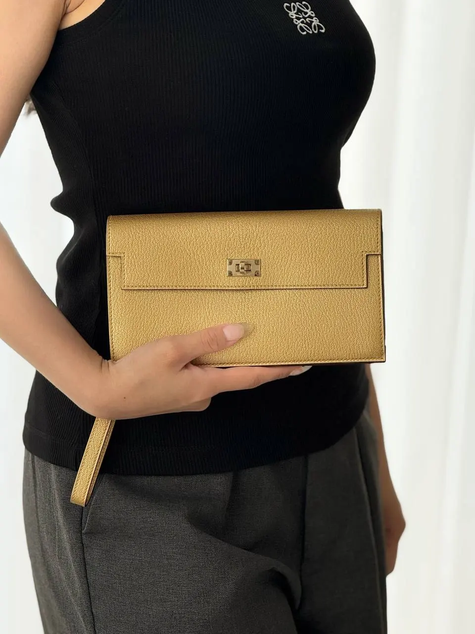 Hermes Kelly Pocket Long Wallet Chevre Dore - photo 3