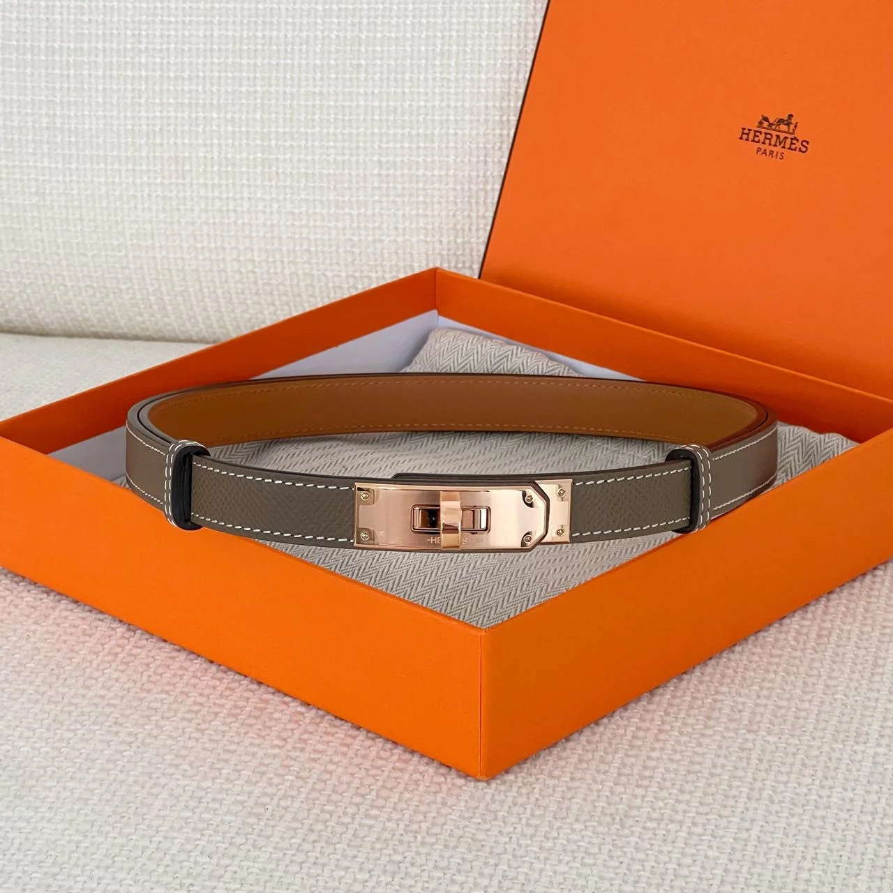 Hermes Hermes Kelly Belt Etoupe