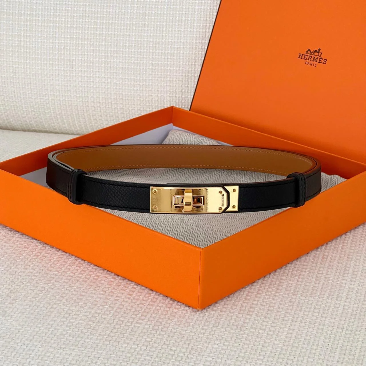 Hermes Kelly Belt Black Epsom - GHW
