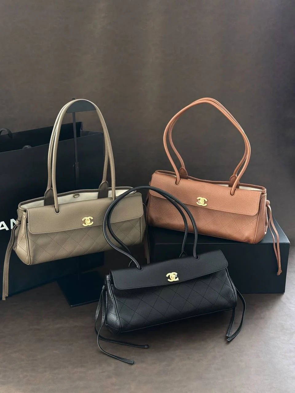 Chanel Baguette East West Tote Bag Small Etoupe / Khaki / Olive GHW - photo 5