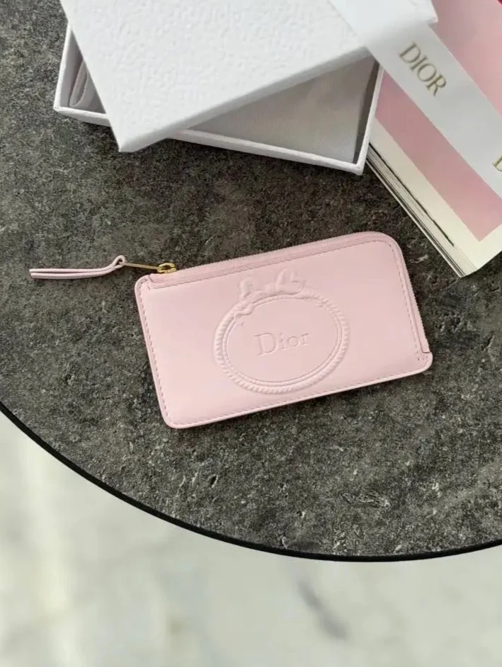 DIOR Salon Cosmos Zip Card Holder Pink | Snowceline Luxuries