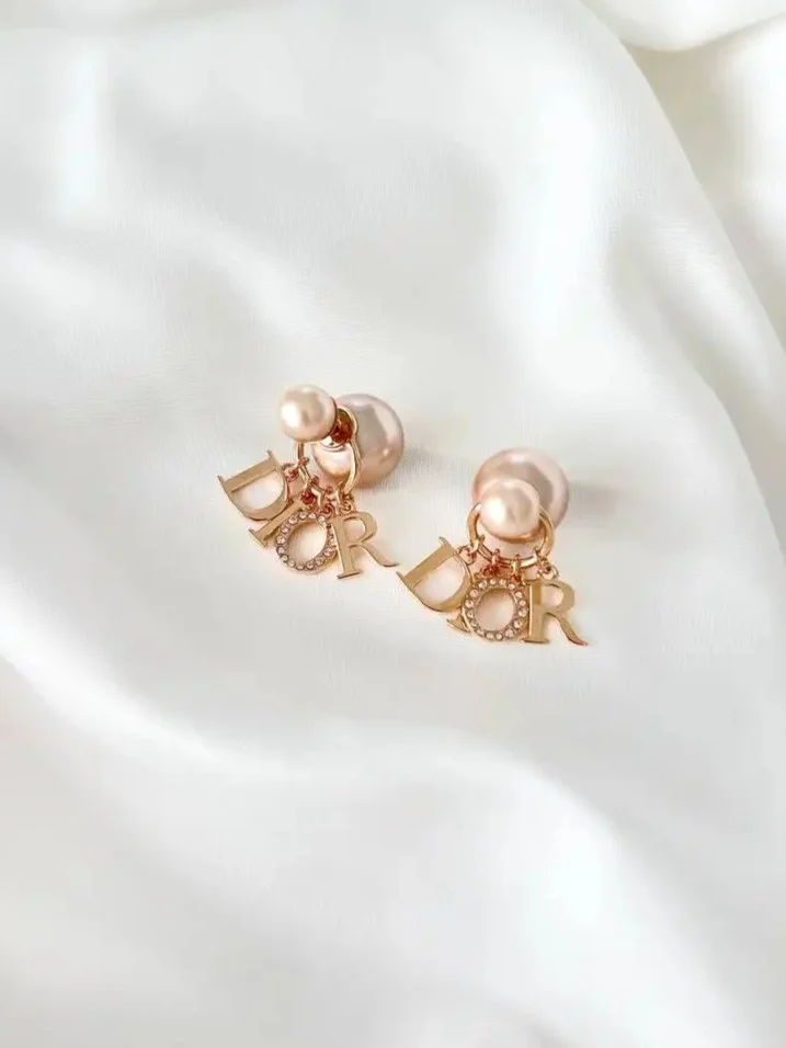 DIOR Dior Tribales Earrings Letter Pearl Pink
