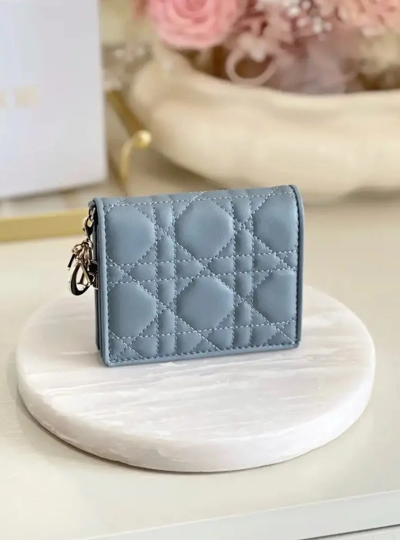 Dior Mini Lady Gardenia Wallet Cloud Blue - photo 1