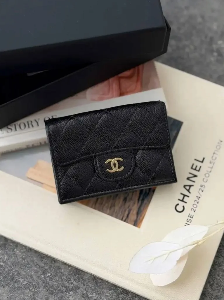 CHANEL Chanel Mini Trifold Wallet Black GHW