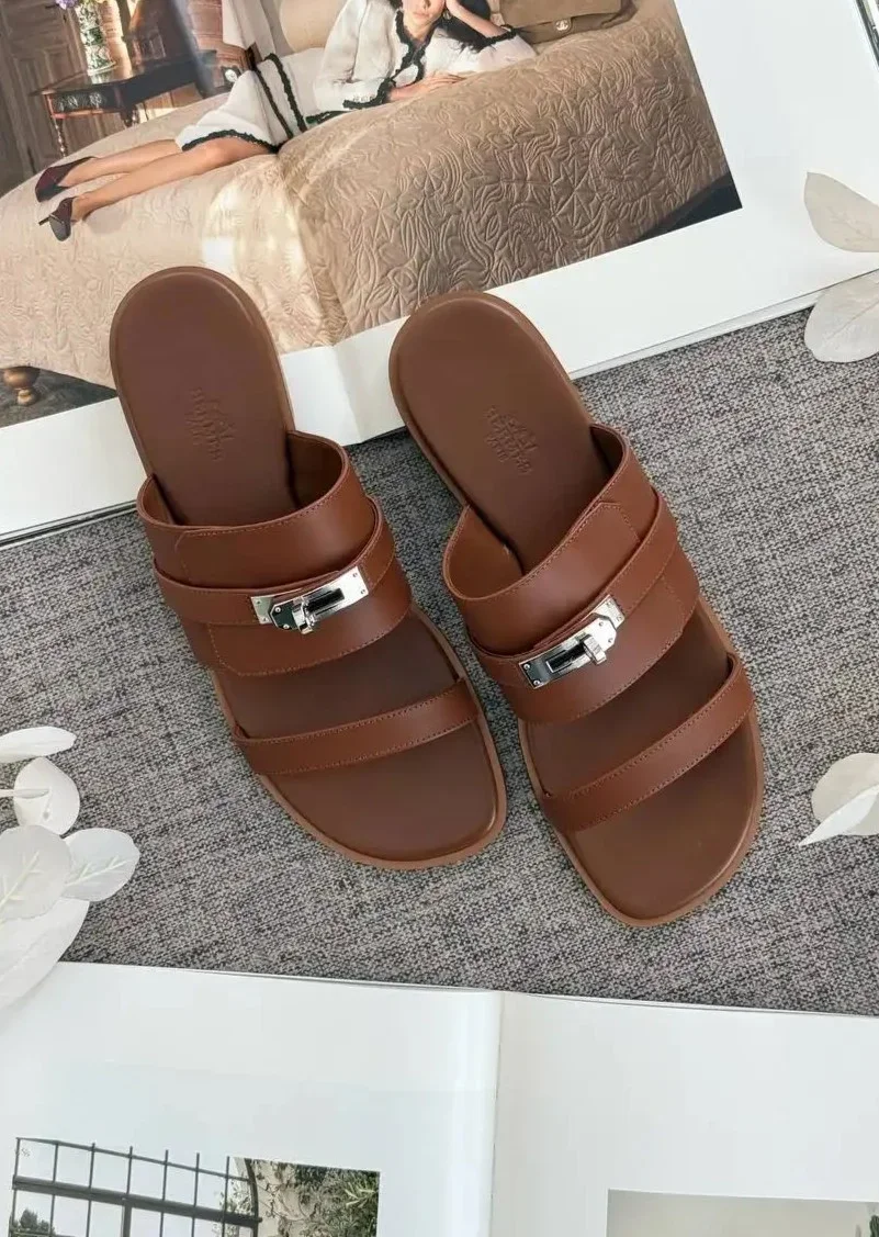 Hermes Nina Sandal Suede Gold - photo 1