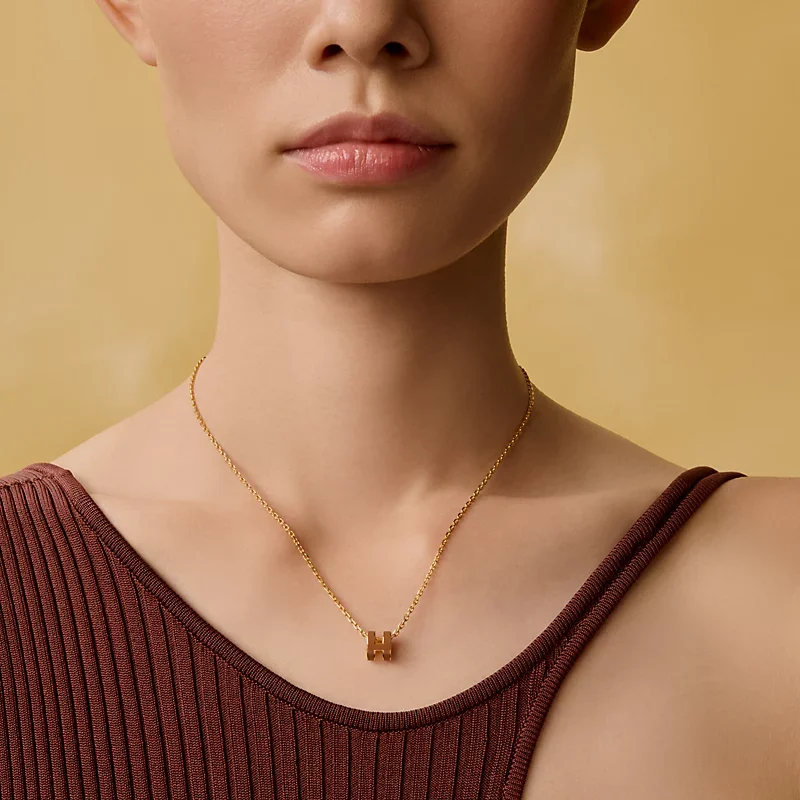 Hermes Mini Pop H Pendant Necklace New Gold - photo 4