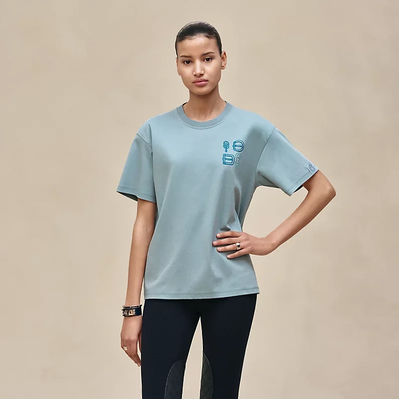 Hermes Maxi Printed Tshirt Bleu Adriatique - photo 4