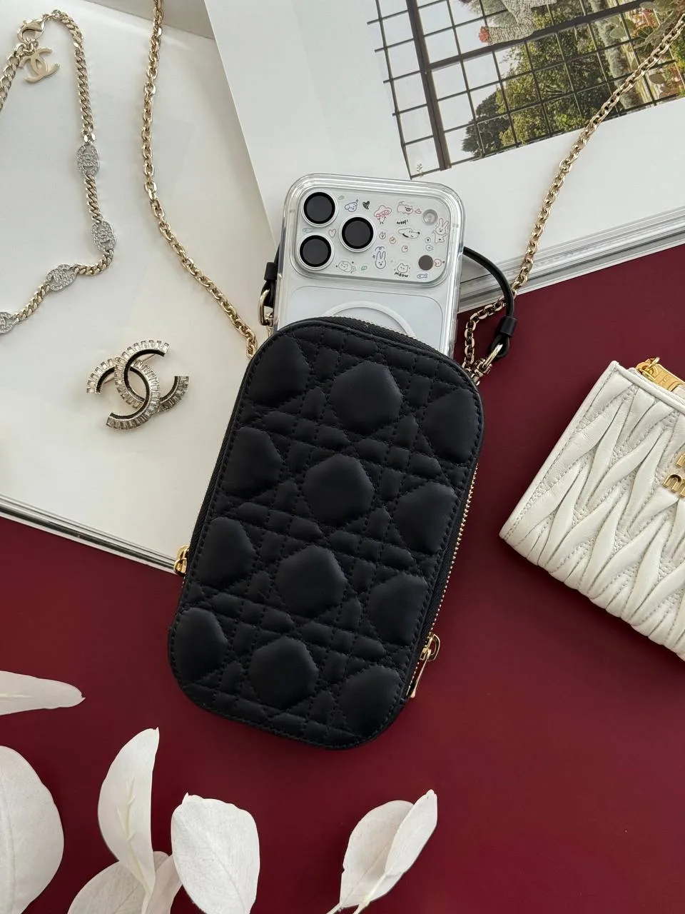 DIOR Dior Lady Dior Call'in Dior Phone Holder Black Cannage