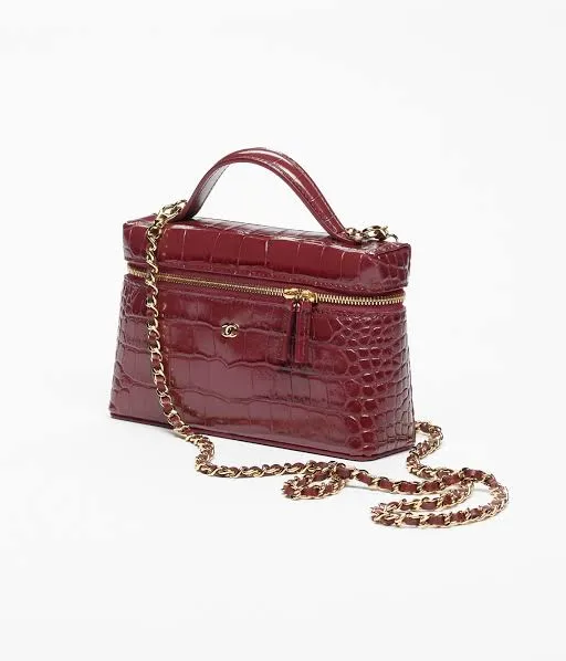 Chanel Vanity Clutch with Chain Croco Burgundy GHW - photo 5
