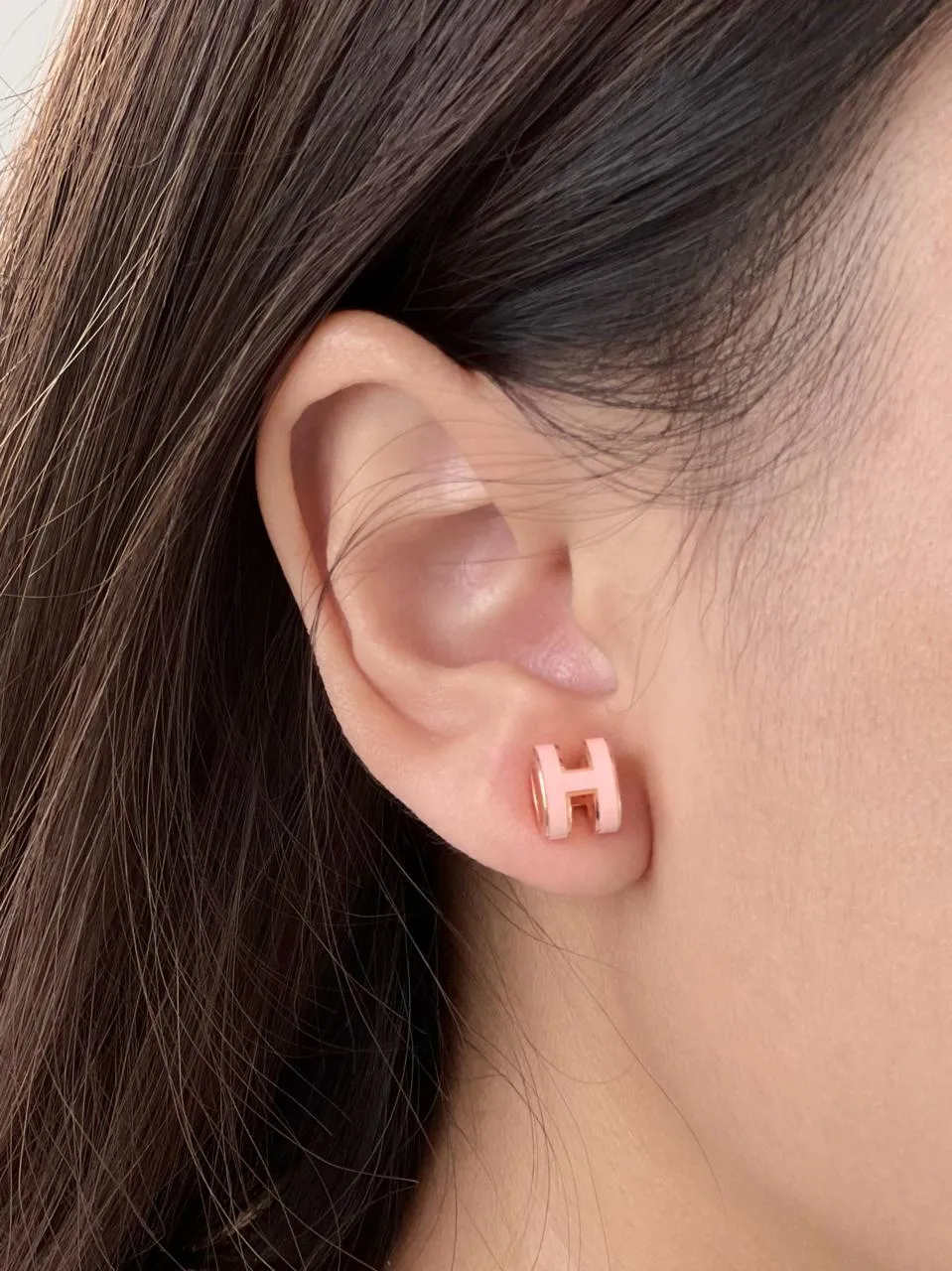 Hermes Hermes Mini Pop H Earrings Rose Dragee RGHW