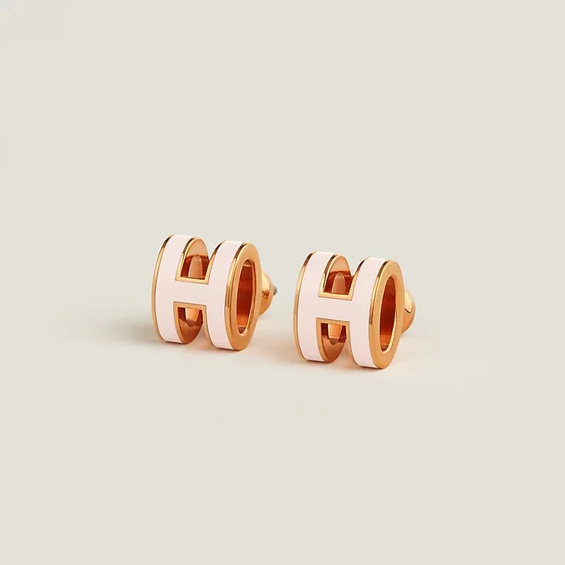 Hermes Mini Pop H Earrings Rose Dragee RGHW - photo 3