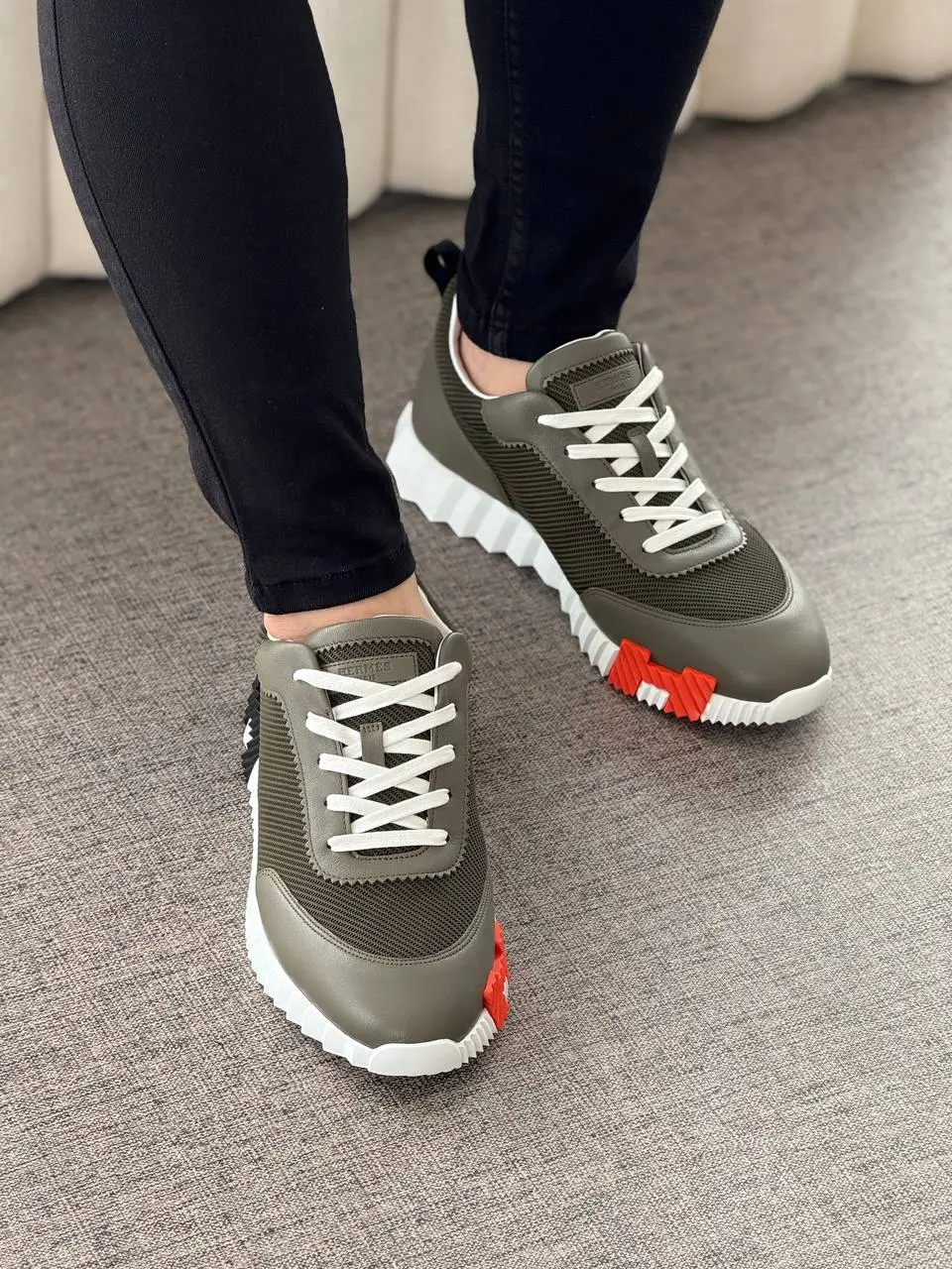Hermes Bouncing Sneaker Mesh Vert Toundra - photo 3