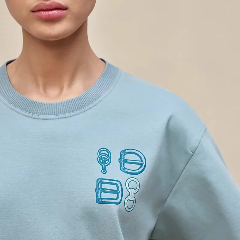 Hermes Maxi Printed Tshirt Bleu Adriatique - photo 6
