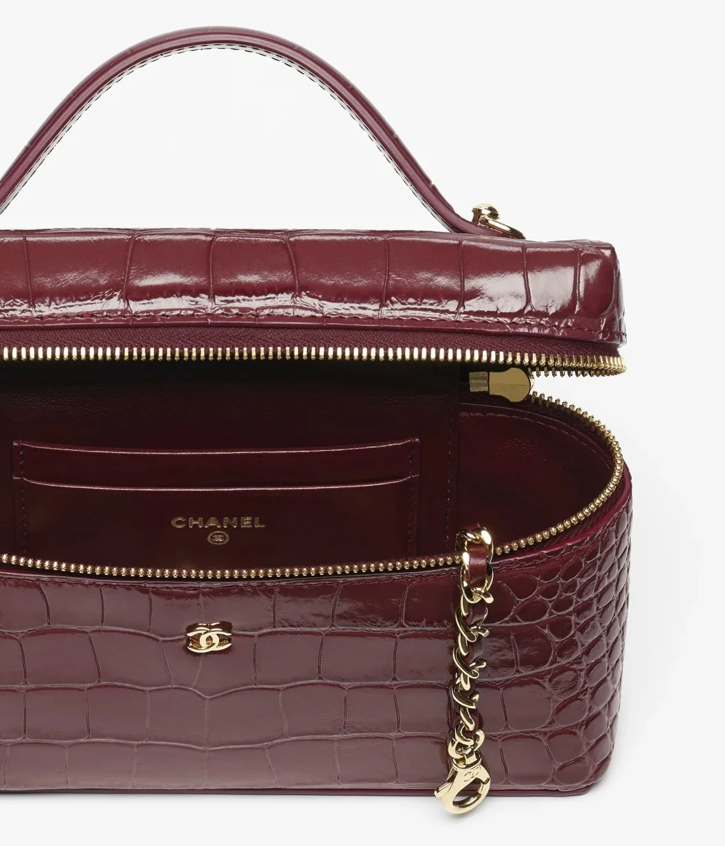 Chanel Vanity Clutch with Chain Croco Burgundy GHW - photo 7