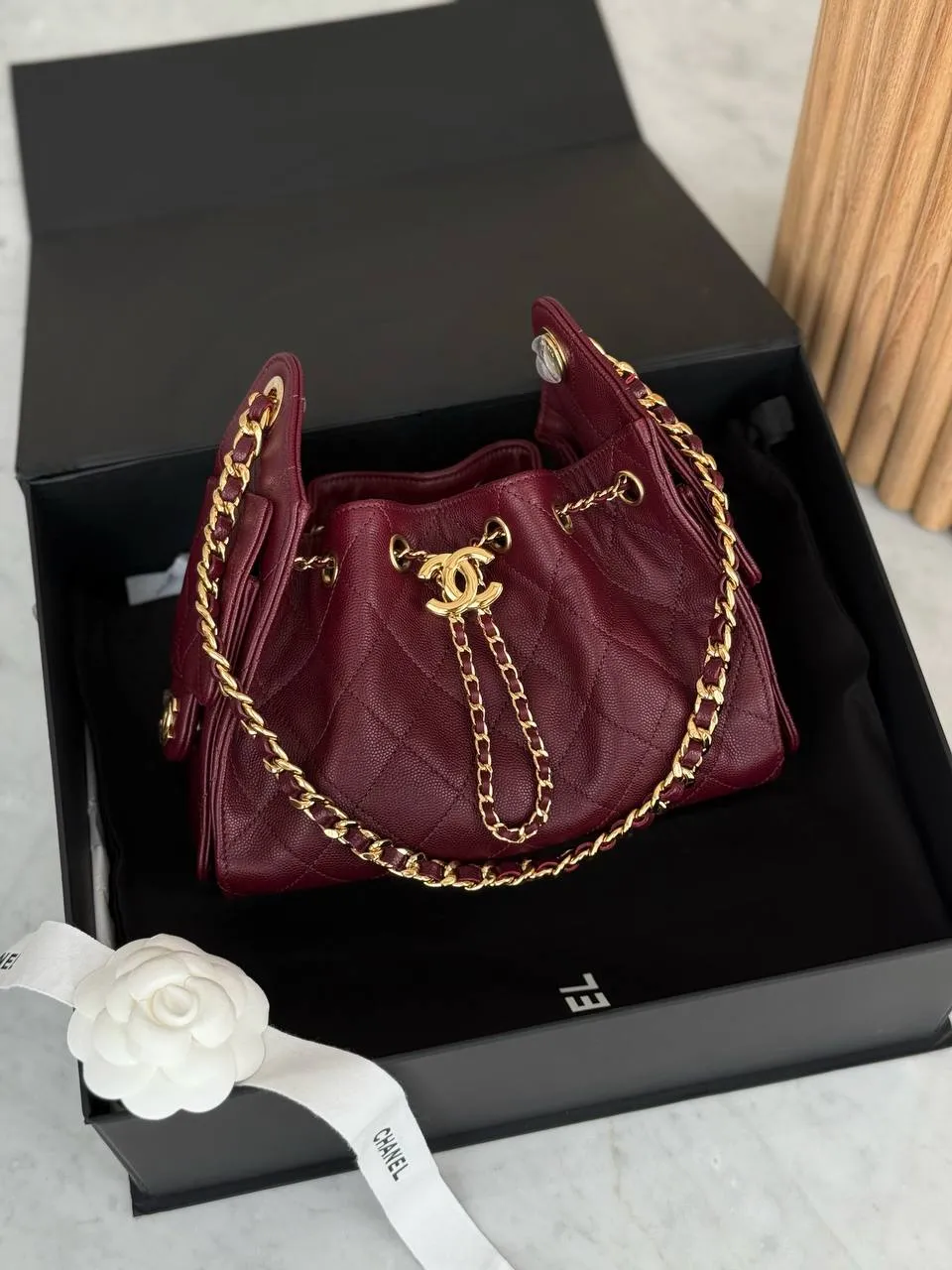 Chanel 25 / C25 Mini Burgundy Caviar GHW Shiny Buckle 2026 - photo 3